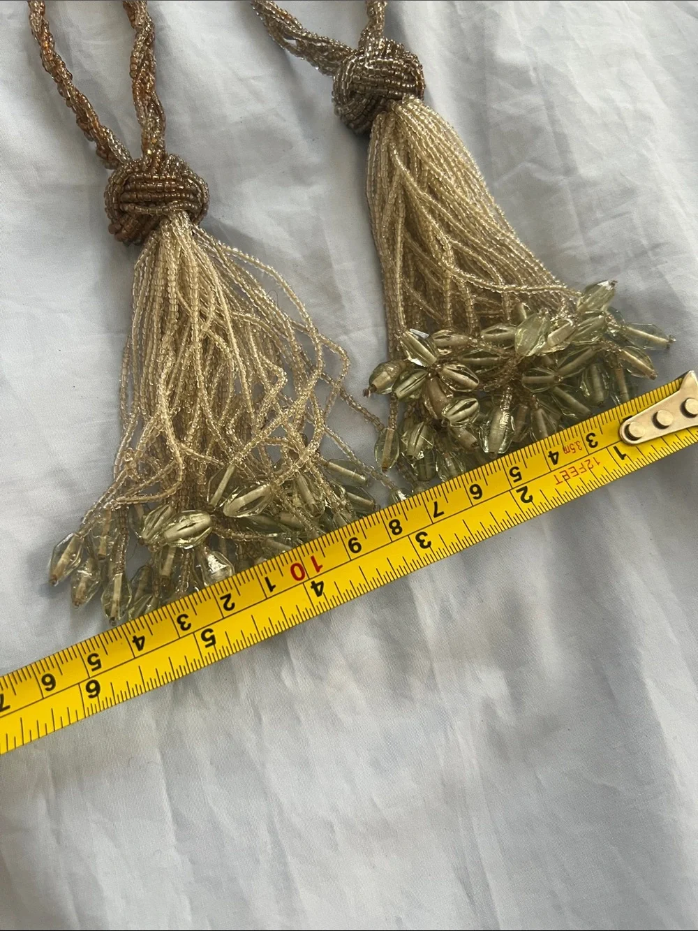 Beaded Gold Curtain Tiebacks - Luxe Decorative Drapery Tassels